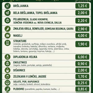 Sadike rož, dišavnic in zelenjave